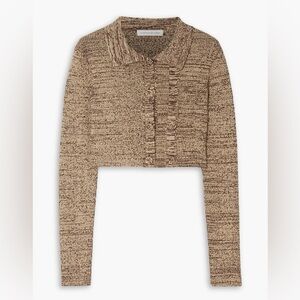 Christopher Esber Cropped marled ribbed-knit cardigan